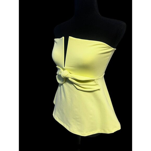 Susana Monaco Strapless Bow Front Top Lemon Yellow, BABY DOLL, SM - Picture 4 of 15